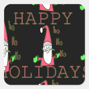 Jolly Mouse Santa: A Fun Holiday Illustration. Square Sticker