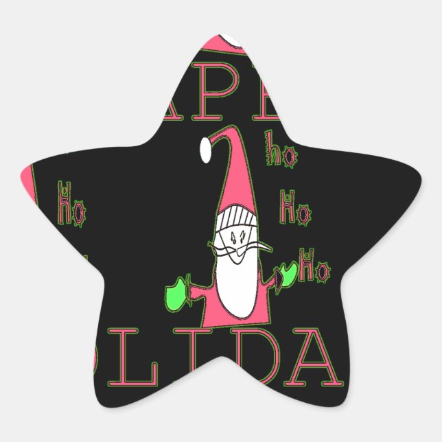 Jolly Mouse Santa: A Fun Holiday Illustration. Star Sticker (Front)