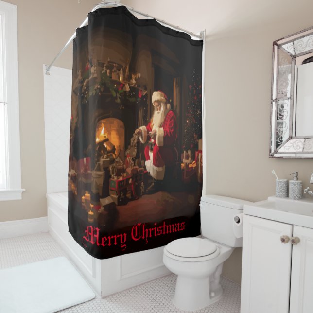 Jolly Old Saint Nick Shower Curtain (In Situ)