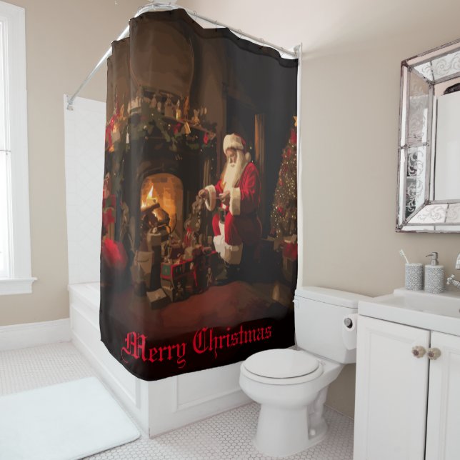 Jolly Old Saint Nick Shower Curtain (In Situ)