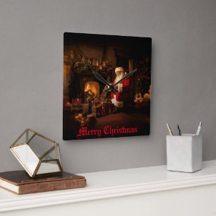 Jolly Old Saint Nick Square Wall Clock