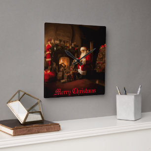 Jolly Old Saint Nick Square Wall Clock