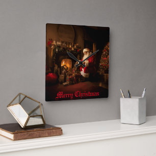 Jolly Old Saint Nick Square Wall Clock