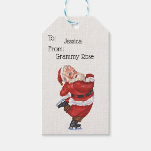 Jolly Old St. Nick Ice Skating  Personalised  Gift Tags