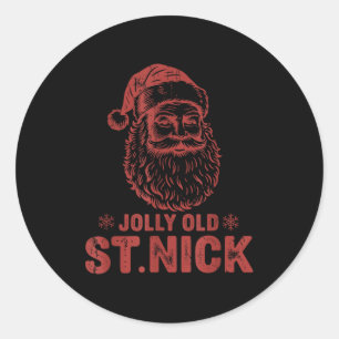Jolly Old St Nick Santa Claus Vintage Christmas  Classic Round Sticker