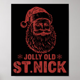 Jolly Old St Nick Santa Claus Vintage Christmas  Poster