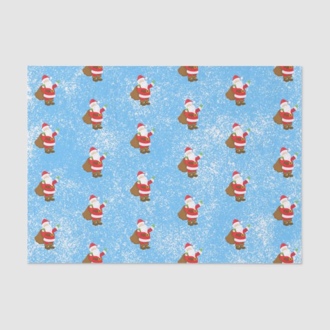 Jolly Ole Saint Nick Blue Sponge Paint Snow Tissue Paper (Front)