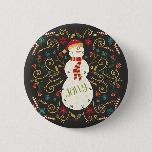 Jolly Otomi Holiday Snowman 6 Cm Round Badge (Front)