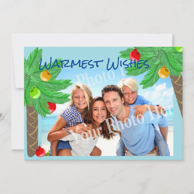 Jolly Palm Trees Tropical Holiday Greeting Card (Front)