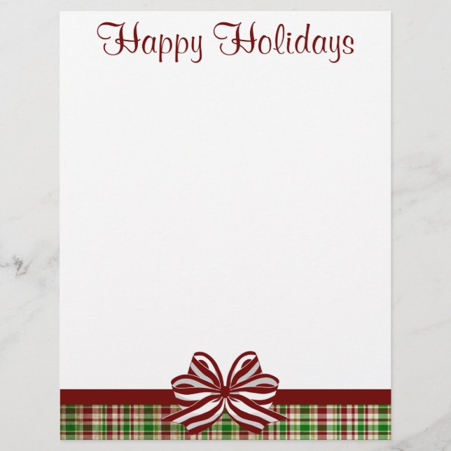 Jolly Plaid Christmas Letterhead (Front)