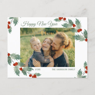 Jolly Plant Botanical New Year Script Photo  Postcard