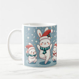 Jolly Rabbit Dance Christmas Cheer in Every Step Coffee Mug