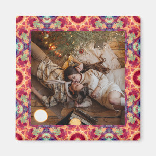 Jolly Red Festive Purple Christmas Photo Picture Magnet