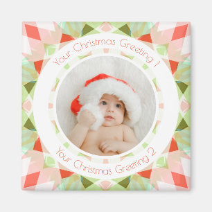 Jolly Red Green Christmas Star Photo Keepsake Gift Magnet