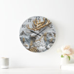Jolly Reindeer Christmas Fun Large Clock<br><div class="desc">A beautifully crafted clock showcases a regal stag adorned with intricate golden antlers.</div>
