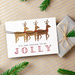 Jolly Reindeer Christmas Holiday Postcard