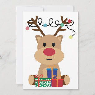 Jolly Reindeer Puppy Holiday Card 