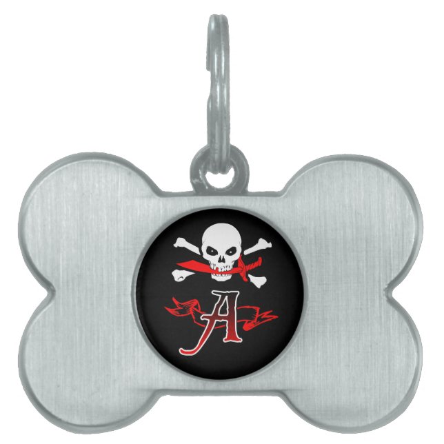 Jolly Roger A Monogram Initial Pet ID Tag (Front)