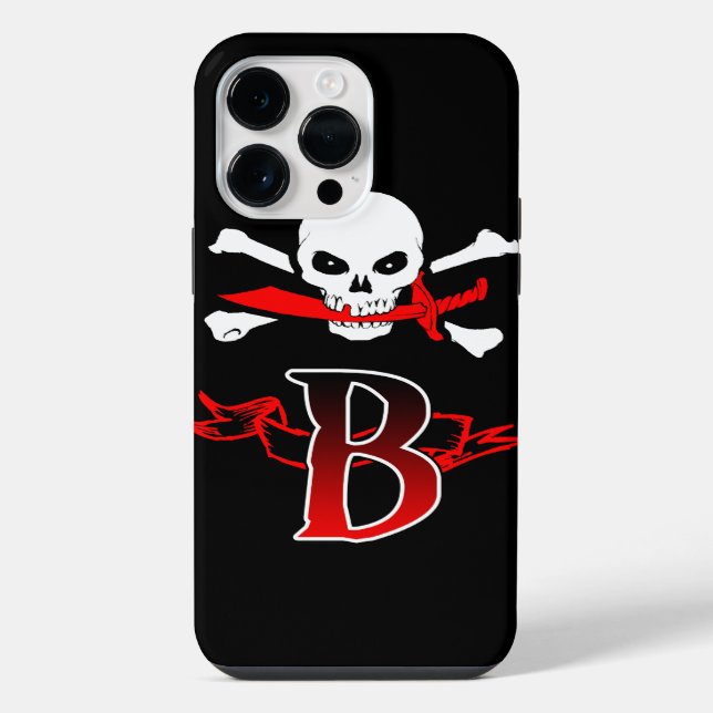 Jolly Roger B Monogram Initial iPhone Case (Back)