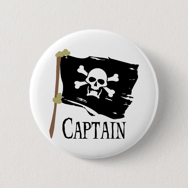 Jolly Roger Captain 6 Cm Round Badge (Front)