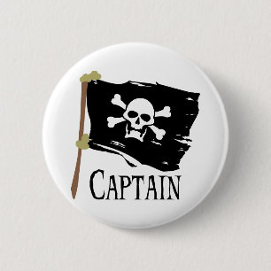 Jolly Roger Captain 6 Cm Round Badge