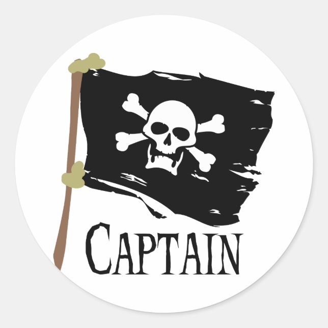 Jolly Roger Captain Classic Round Sticker (Front)