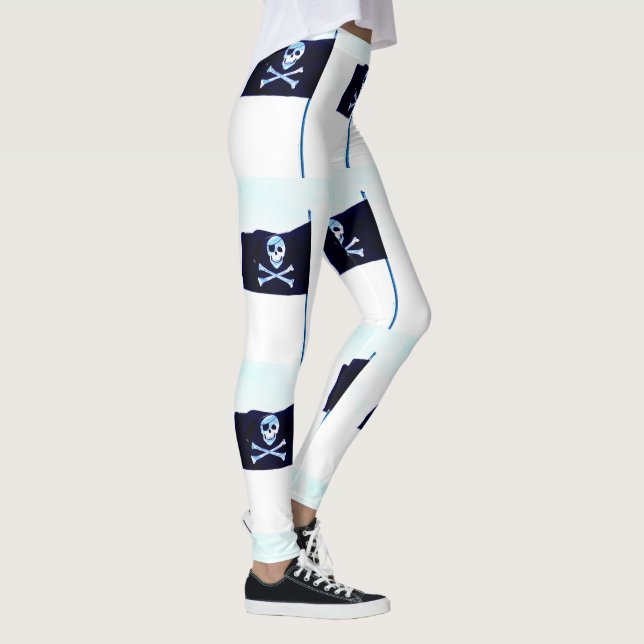 jolly roger flag white leggings (Right)