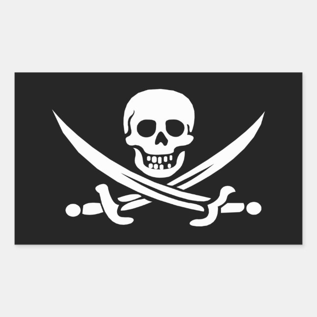 Jolly Roger flown by Calico Jack Rectangular Sticker (Front)