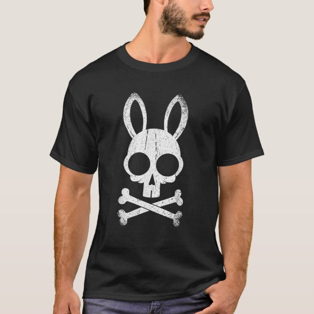 Jolly Roger Funny Bunny Skull Crossbones Egg Hunt  T-Shirt (Front)