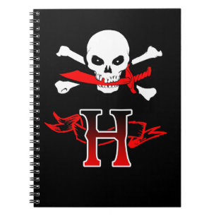 Jolly Roger H Monogram Initial Spiral Notebook