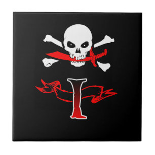 Jolly Roger I Monogram Initial Tile