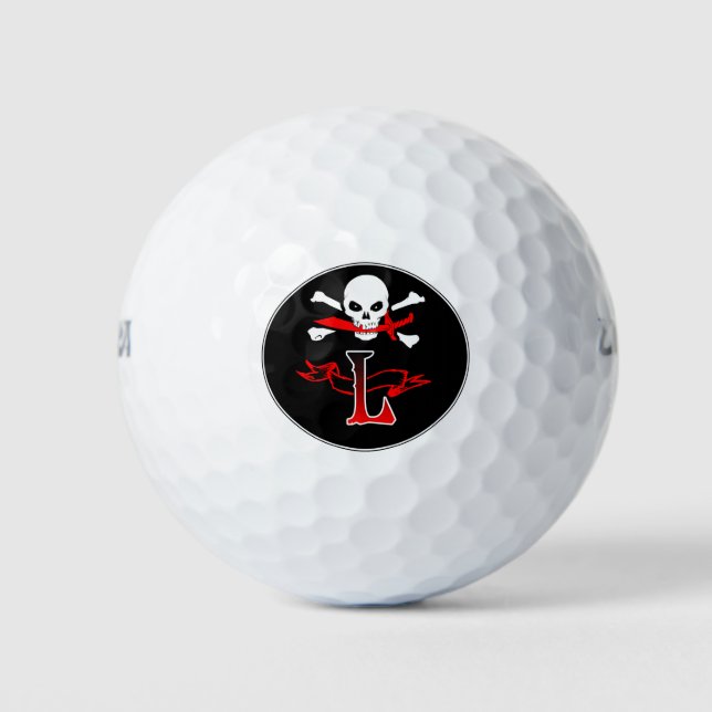 Jolly Roger L Monogram Initial Golf Balls (Front)