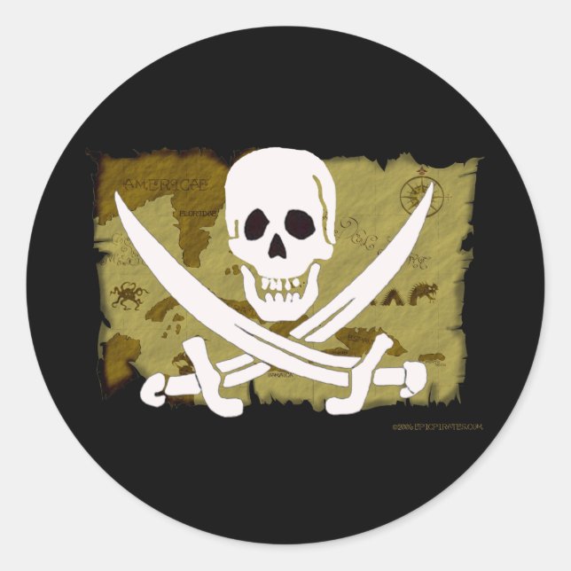 Jolly Roger Map #10 Classic Round Sticker (Front)
