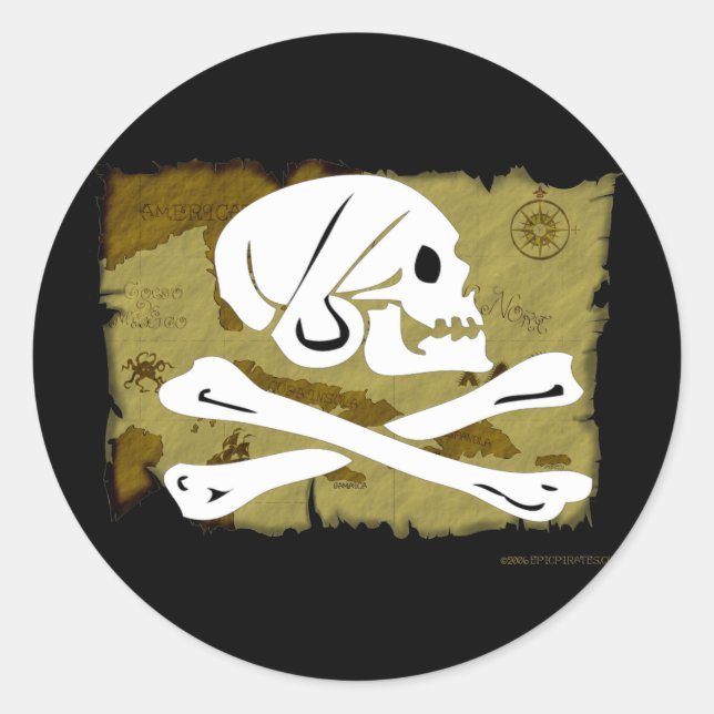 Jolly Roger Map #4 Classic Round Sticker (Front)