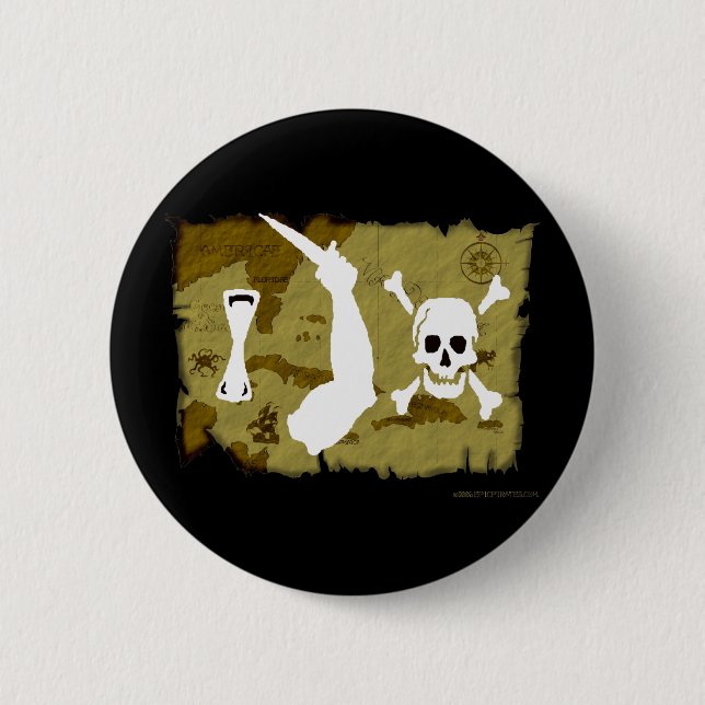 Jolly Roger Map #7 6 Cm Round Badge (Front)