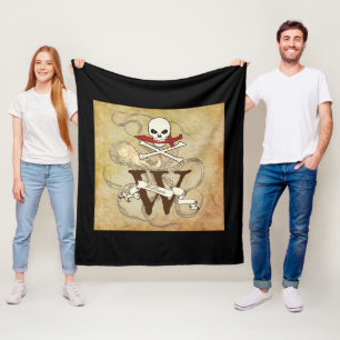 Jolly Roger Monogram Initial Fleece Blanket