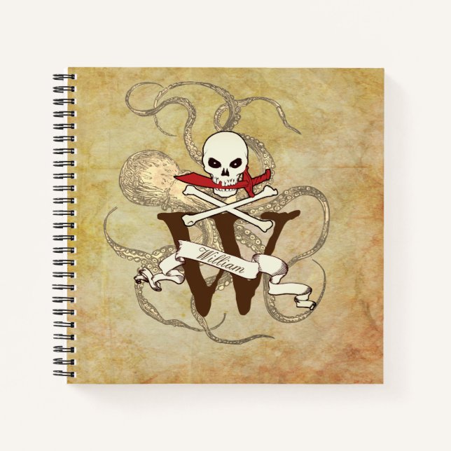 Jolly Roger Monogram Initial  Notebook (Front)
