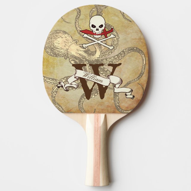 Jolly Roger Monogram Initial Ping Pong Paddle (Front)