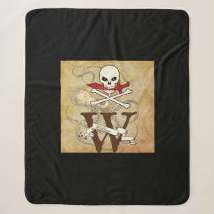 Jolly Roger Monogram Initial Sherpa Blanket