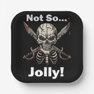 Jolly Roger Not So Jolly Pirate Party Paper Plate