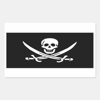Jolly Roger of Calico Jack Rackham (BLACK) Rectangular Sticker