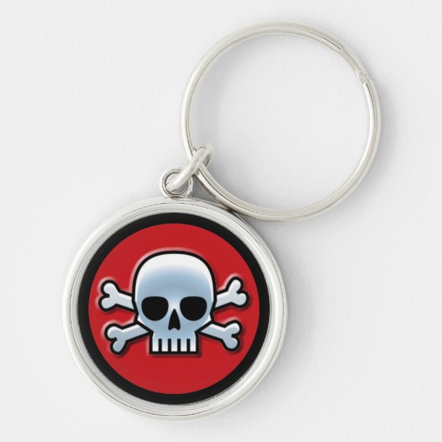 Jolly Roger on Red Key Ring (Front)