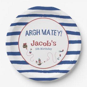 Jolly Roger Pirate Birthday Party  Paper Plate