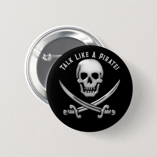 Jolly Roger Pirate Day 6 Cm Round Badge (Front & Back)