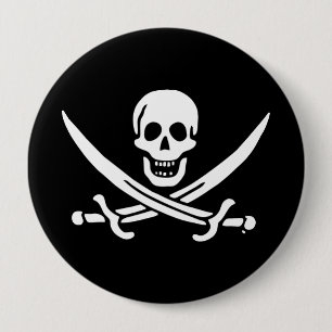 Jolly roger pirate flag 10 cm round badge