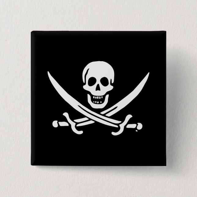 Jolly roger pirate flag 15 cm square badge (Front)