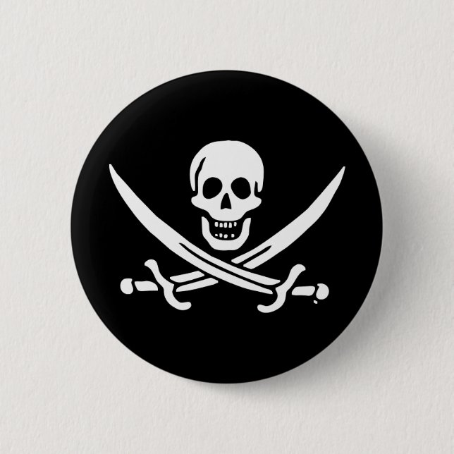 Jolly roger pirate flag 6 cm round badge (Front)