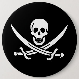 Jolly roger pirate flag 6 cm round badge