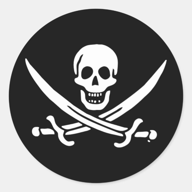 Jolly roger pirate flag classic round sticker (Front)
