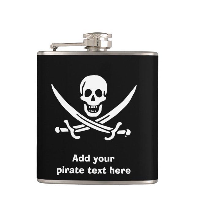 Jolly roger pirate flag hip flask (Front)